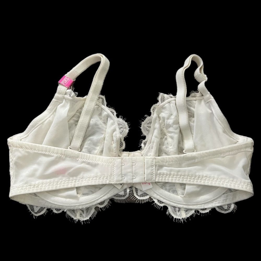 Victoria’s Secret Pink unlined underwire floral lace bra White 34DD - Picture 2 of 3